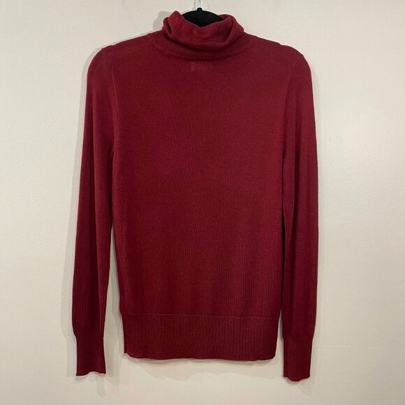 New J.Crew Merino Wool Blend Turtleneck Sweater Wine Red Small - Picture 4 of 8